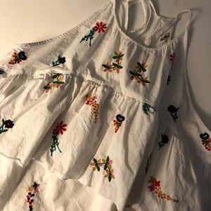 ZARA floral white top